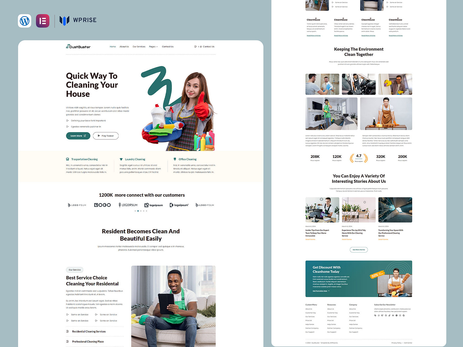 DustBuster Cleaning Services Company Elementor Template by WPRise on
