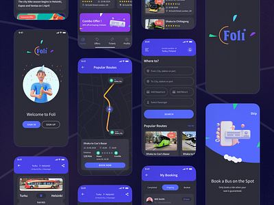 Bus Ticket Booking App UI Kit booking app bus app bus ticket app bus ticket booking app kits online booking online bus ticket app problem solving public transport ticket app ticket booking app ticket mobile app tracking app travel trip ui ux design uikit