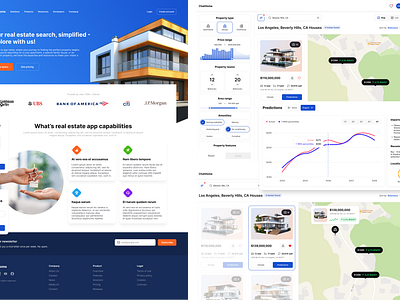 Chat.Home is a real estate app with a price prediction model graphic design landing landing page map onboarding predictions real estate real estate properies ui ux