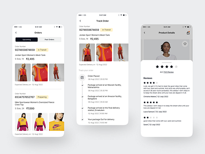 Product Tracking & Review - MaxWin app creative design e commerce minimal mobile mobileapp order review tracking ui ux white