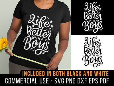Life Is Better With My Boys boys cricut cute design happy life mama mom mommy mother png saying shirt design silhouette svg t shirt typography