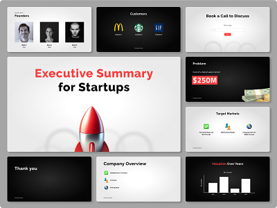Executive Summary for Startups branding decktopus ai graphic design presentation ui