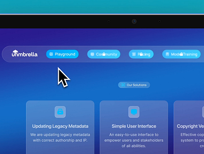 Nav Bar and Cards Interface for Uhmbrella design figma landing page ui website