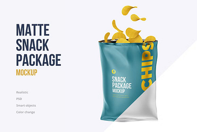 Snack Package Mockup With Chips chips grooved lays metallic mock mockup open snack open snack package package packaging potato matte potato chips quality realistic sureal realistic mockup riffled chips silver snack snack package mockup with chips up
