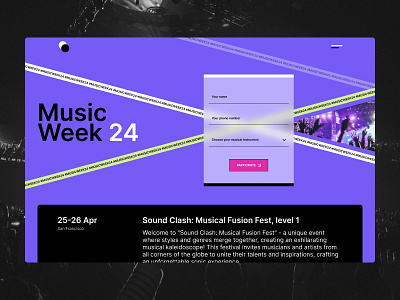 Website Design. Music Week 24 brand competition design festival form login music musical ui ux web website week