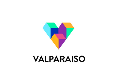 logo valparaiso brand branding chile colours flat graphic design heart home houses identity illustration life logo love sign symbol town typography valparaiso vector