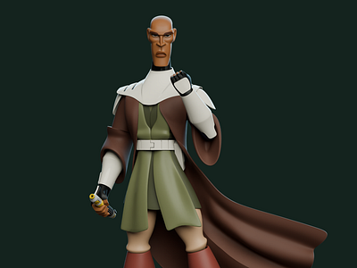 Mace Windu 3d 3d art 3d character 3d illustration 3d model 3dmodeling character art character design illustration turnaround