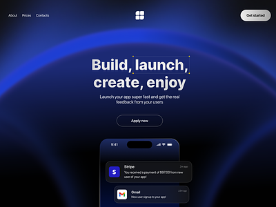 LaunchPad: Your Ultimate App Launch Solution! / Design Concept branding gradients graphic design hero section landing page ui web