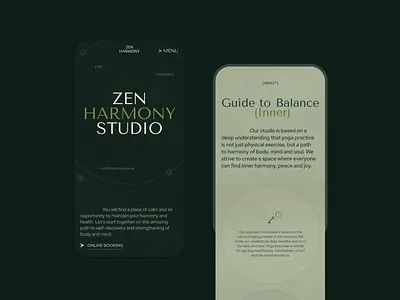 Website design for Yoga & Meditation studio / mobile branding creative design green landing landing page meditation metaphor mobile monochrome pilates ui website yoga