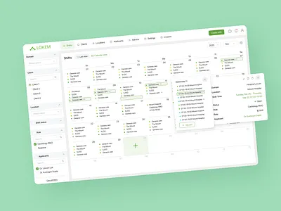 Lokem admin panel calendar cards design figma navigation style ui