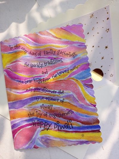 Joy of Togetherness - Festive Wishes Greeting Card for Diwali copywriting illustration painting