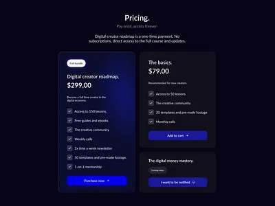 Pricing section. design ui