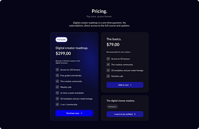 Pricing section. design ui