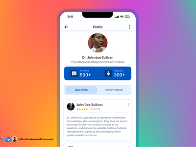 Profile Screen UI Design for a Telemedicine Mobile App app design mobile app design profile screen design review design telemedicine ui uidesign uiux ux design