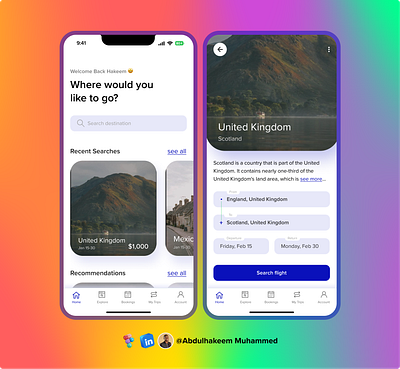 Travel App UI Design Concept mobile app design travel app travel app ui design ui ui design uiux design