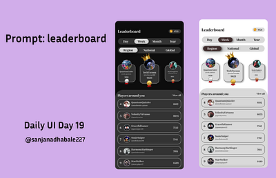 Daily UI Day 19 Leaderboard dailyui