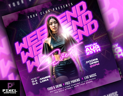 Weekend Party Flyer club flyer graphic design photoshop