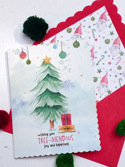 Treemendous Christmas Wishes - Greeting Card copywriting graphic design illustration messaging typography watercolor
