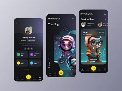 NFT Mobile UI Design bitcoin blockchain design crypto crypto art crypto ui crypto wallet cryptocurrency cryptocurrency app defi design fintech fintech ui investment mobile mobile app design nft nft ui design payment token wallet wallet app