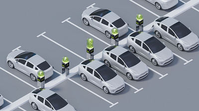 EV Charger at parking car charging city concept cubes electric ev industrial parking station tesla vehicle