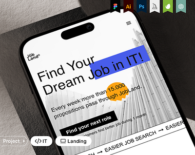 Responsive UI/UX Landing Page Design for the IT Recruitment Plat landing