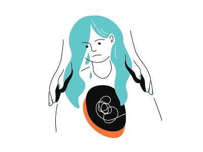 Emotional support illustration character depression design emotional flat design girl illustration psychology sad style support tears vector woman