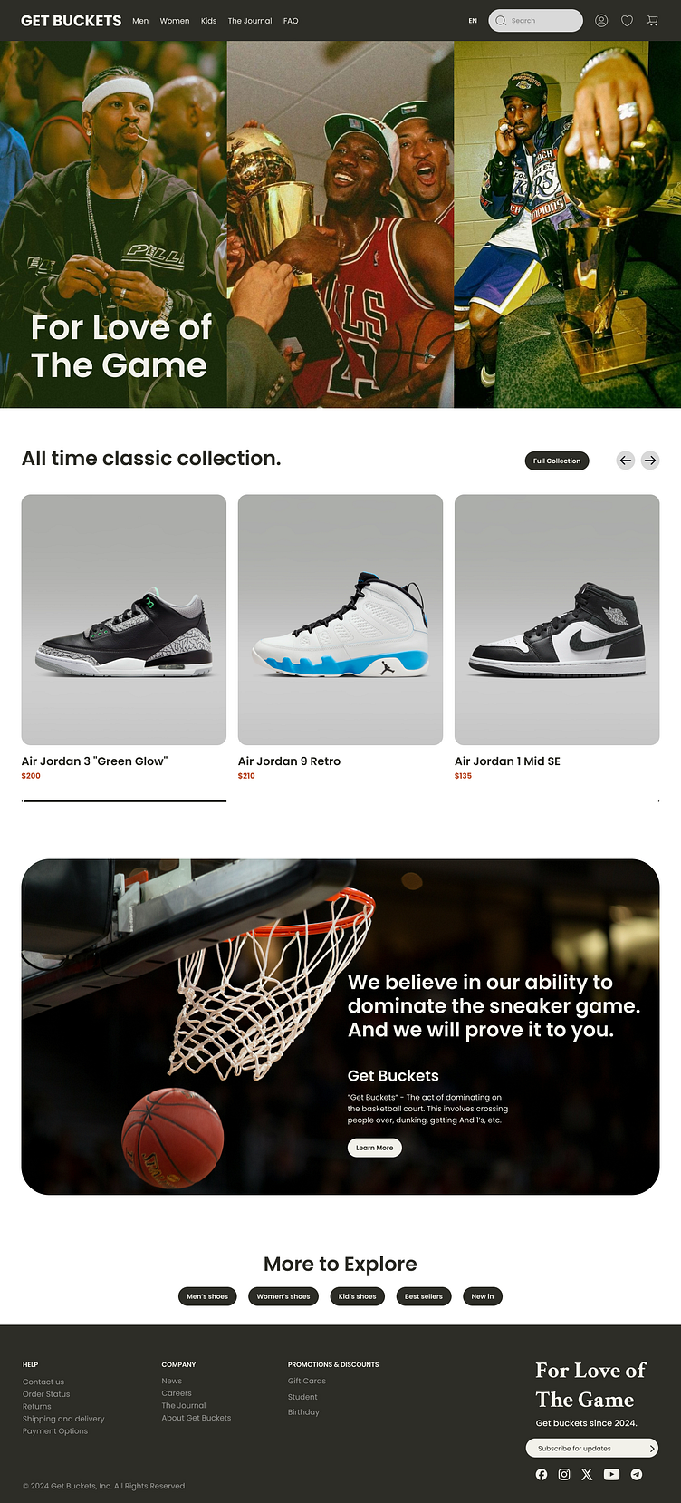 GET BUCKETS. site by Jimmy Buckets on Dribbble