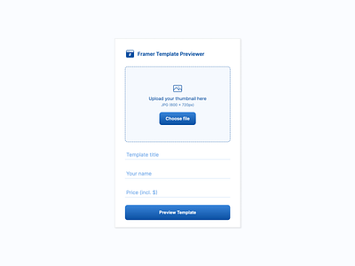 Framer Template Previewer - Chrome Extension chrome extension file manage form framer modal popup template ui upload upload file upload files upload modal website template