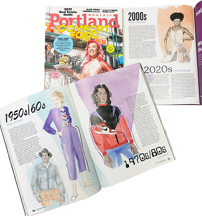 Portland Monthly Illustrated Fashion Spread design editorial fashion fashion editorial fashion illustration illustration