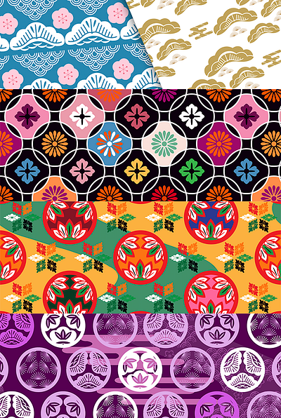Japan kimono pattern asia design graphic design illustration japan japanese kimono ornament patterns print seamless pattern template vector