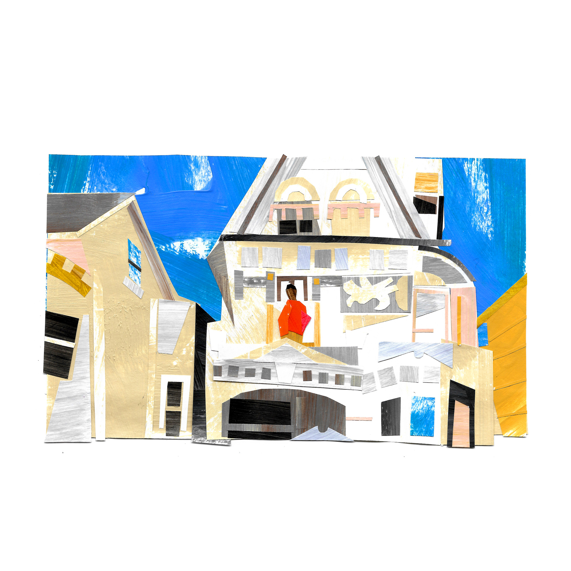 P cinema collage color hand made illustration painted paper paper paper cut san francisco texture