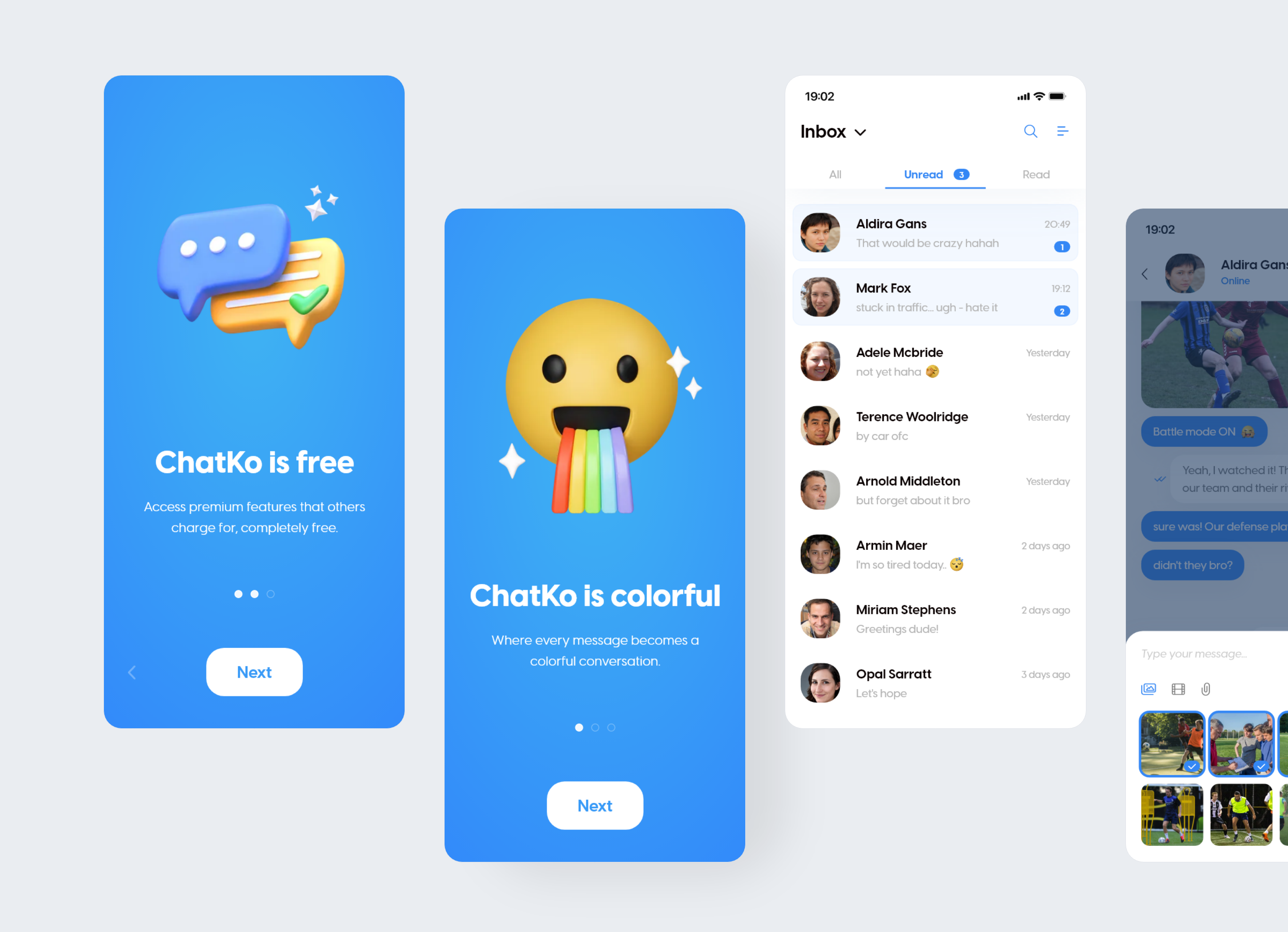 ChatKo free chat app for sport teams UI by Ajdin Turkovic on Dribbble