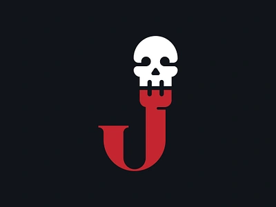 modern J with skull logo alphabet brandming dead death devil gmae head intial j letter lettermark logo logodesigner mark minimilist monogram nightmare premade logos scary skull