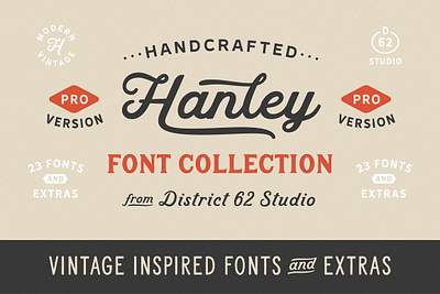 Hanley Pro Font Collection block cursive font bundle font pairing hanley pro font collection inline italic lettering letterpress logo logo template modern retro sans script serif vintage vintage font