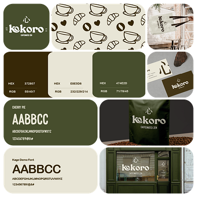 Kokoro Brand board branding cafe graphic design illustrator japanese cafe logo photoshop