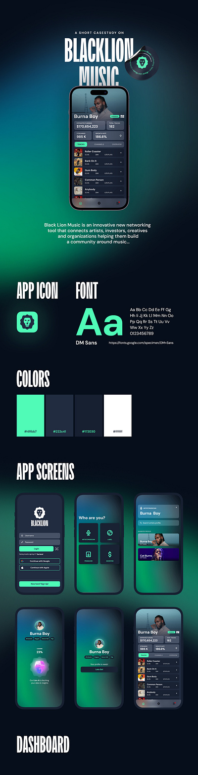 Black Lion Music branding graphic design mobile app ui ux