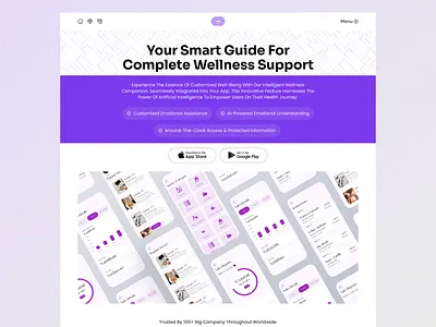 Journey with Your Smart Guide App Landing Page UI ai ai app ai app ui ai help app landing page app review artificial intelligent clean medical landing page mentalhealth minimal ui design web design