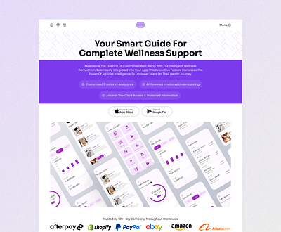 Journey with Your Smart Guide App Landing Page UI ai ai app ai app ui ai help app landing page app review artificial intelligent clean medical landing page mentalhealth minimal ui design web design