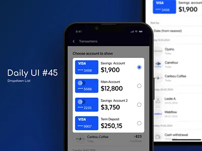 Dropdown List app daily daily ui daily ui 45 dailyui dailyuichallenge design dropdown dropdown list figma list ui
