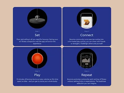 Landing Page Cards for Bownce Sports Tech Startup madebymad