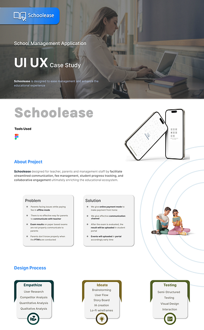 Schoolease | School Management App design illustration typography u ui ux