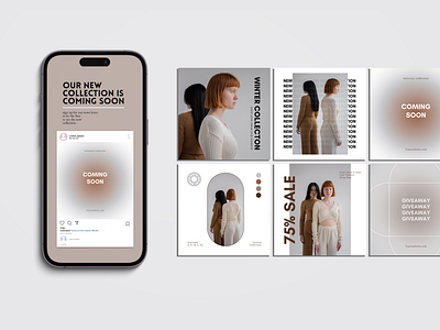 INSTAGRAM TEMPLATE DESIGN FOR FASHION-RELATED ACCOUNTS branding fashion graphic design instagram instagram banner instagram post templates minimal nude colors social media social media banner social media pack social media template template