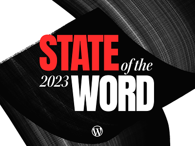 SOTW 2023 black blue branding community event event design logo madrid open source red sotw state of the word wordpress