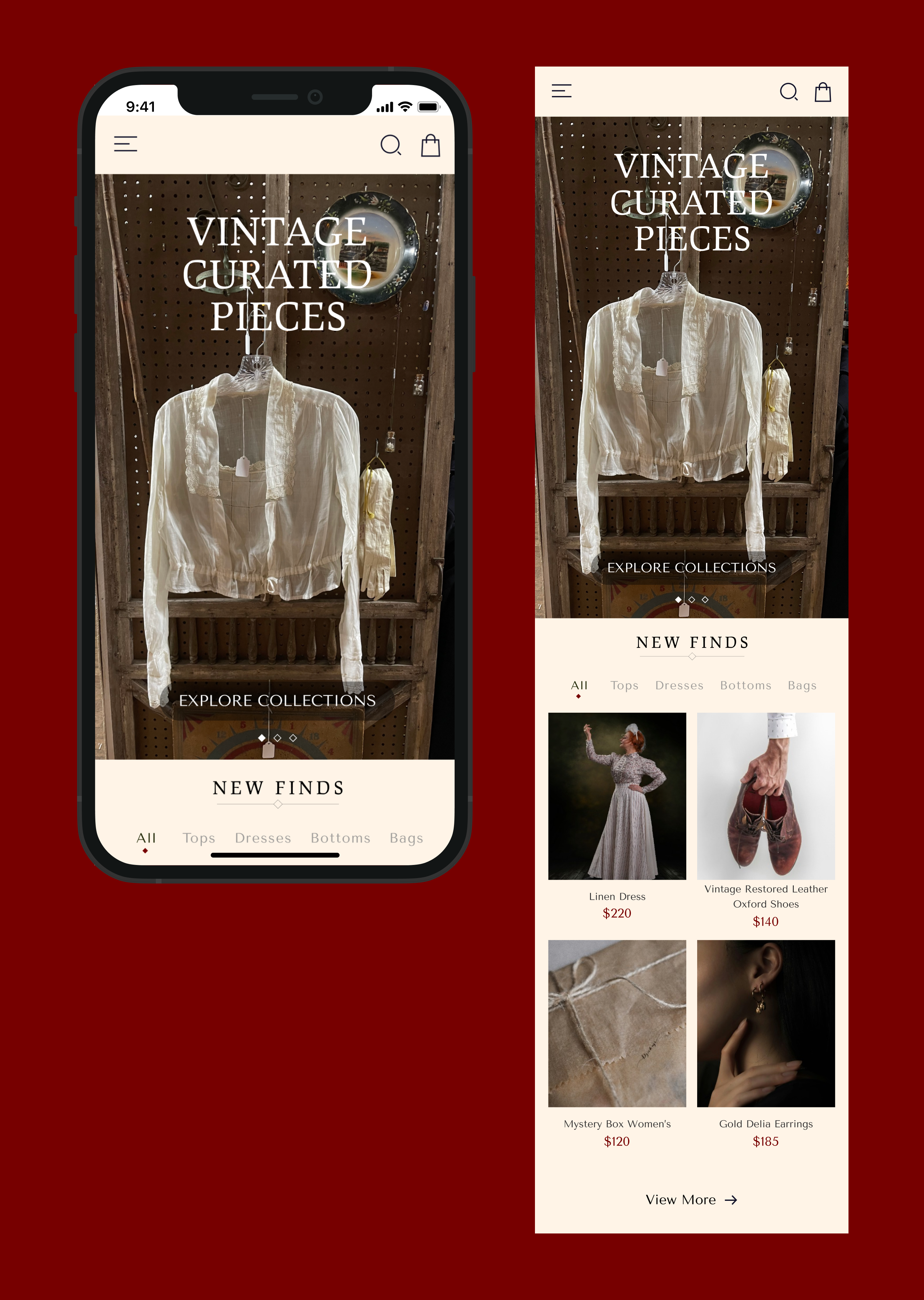 vintage fashion app landing page design app branding design designer figma graphic design illustration logo product typography ui ux vector