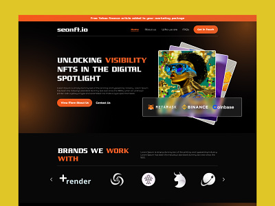SeoNFT - Landing Page UI/UX branding design figma graphic design illustration landing page nft typography ui ux web design