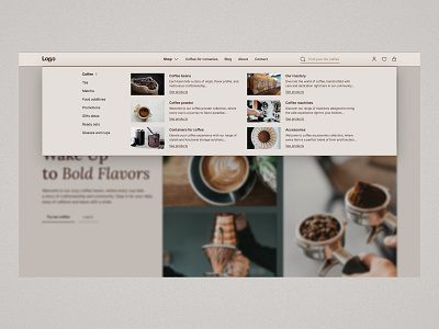 Navbar explorations beige brown cathegories coffee e commerce ecommerce navbar navigation navsection offer selection