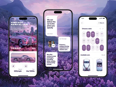Vintage rental car - mobile app concept app carapp design mobileapp ui ux