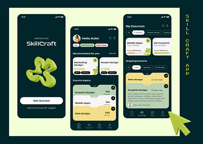 Skill Craft education app 3d app art cources creative design education figma learning mobileapp onlineschool skills ui ux