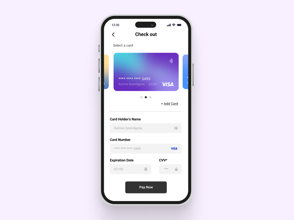 Credit card check out - App by Zoraida Sanchez on Dribbble