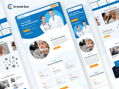 Eye care hospital website design blogs branding colorful creative websute doctor eye graphic design home page hospital landing page logo mobile design patients responsive services trending design ui uiux website website ui design